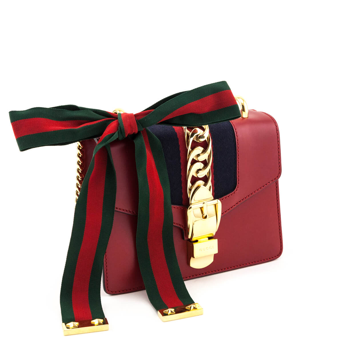 Gucci Hibiscus Red Calfskin Mini Sylvie Chain Shoulder Bag - Love that Bag etc - Preowned Authentic Designer Handbags & Preloved Fashions