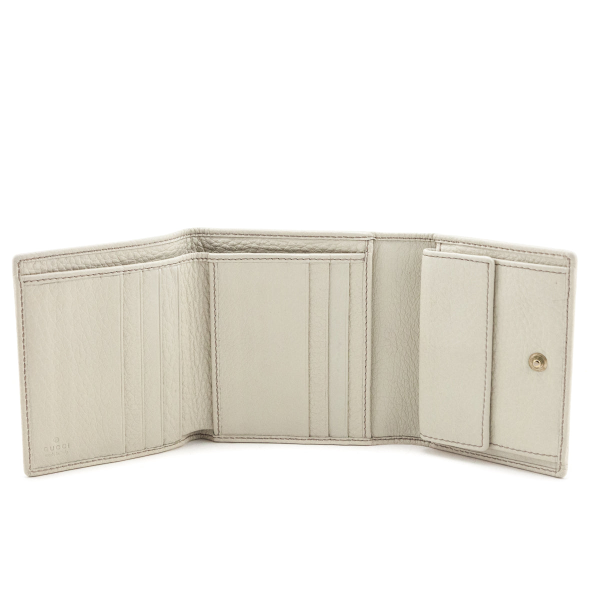 Gucci Ivory Pebbled Caflskin Soho Tri-fold Wallet
