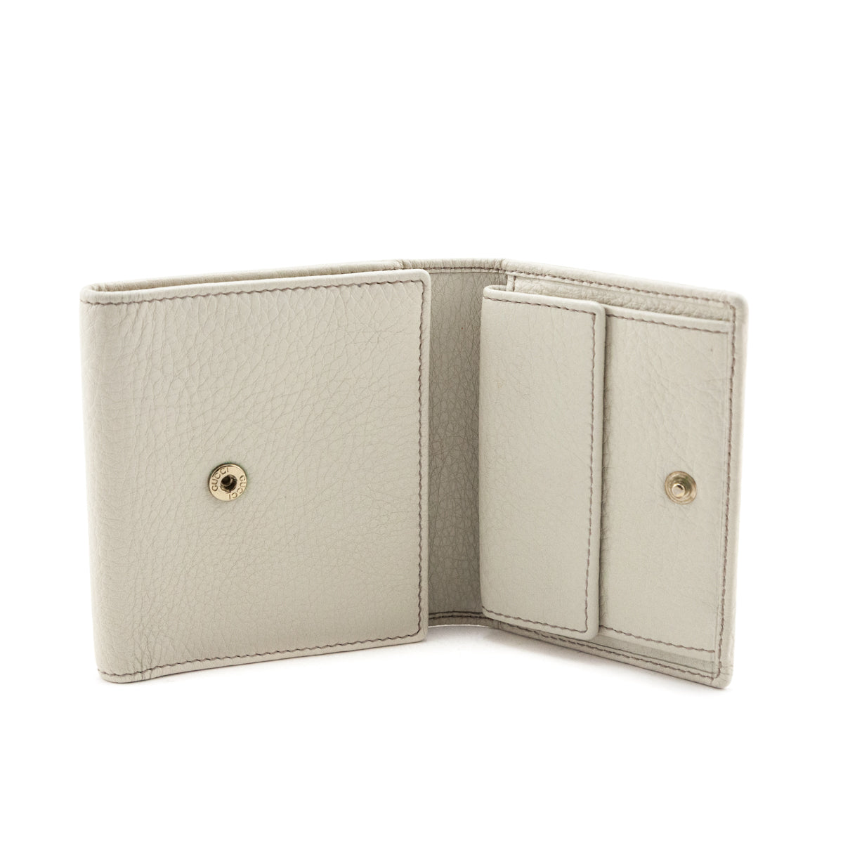 Gucci Ivory Pebbled Caflskin Soho Tri-fold Wallet