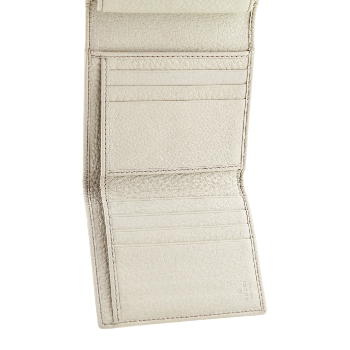 Gucci Ivory Pebbled Caflskin Soho Tri-fold Wallet