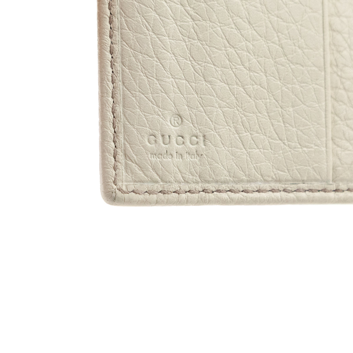 Gucci Ivory Pebbled Caflskin Soho Tri-fold Wallet