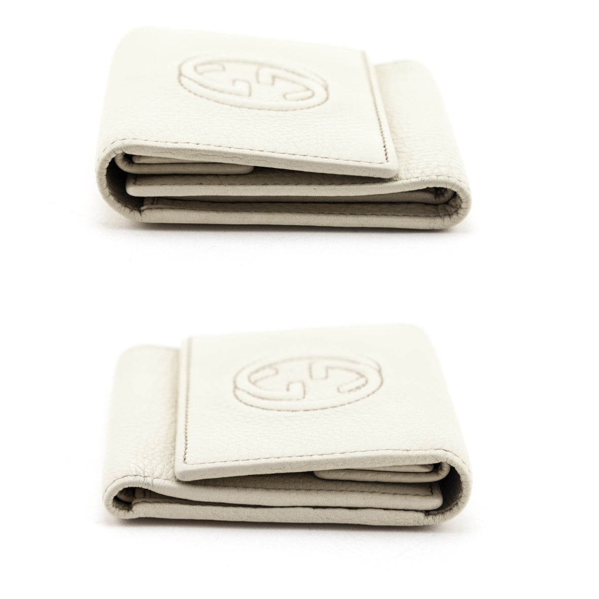 Gucci Ivory Pebbled Caflskin Soho Tri-fold Wallet