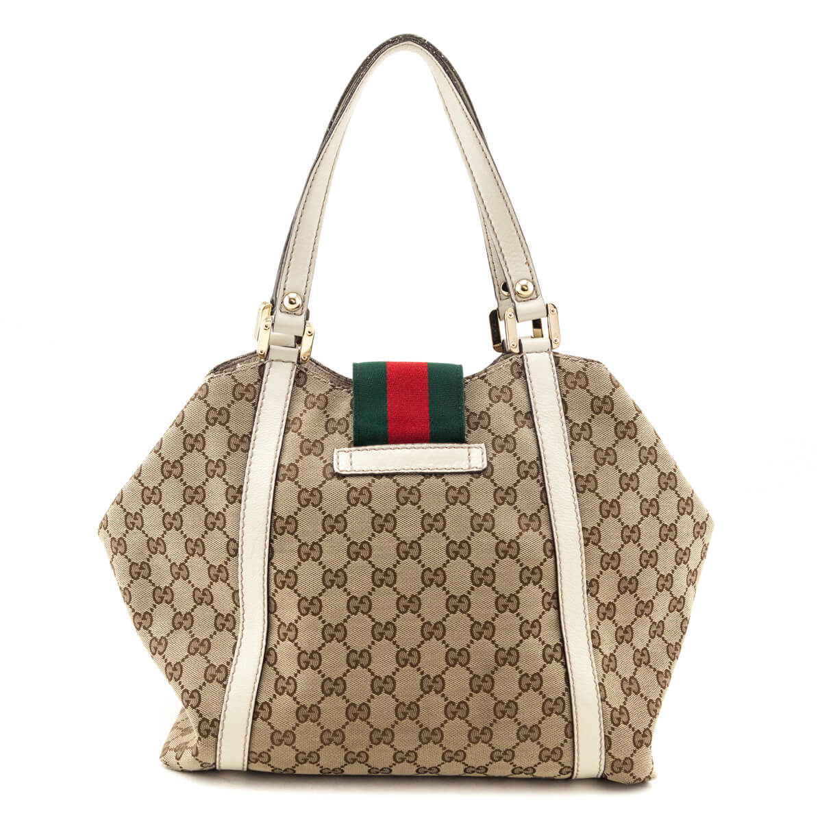 Gucci Monogram New Ladies Web Tote - Love that Bag etc - Preowned Authentic Designer Handbags & Preloved Fashions