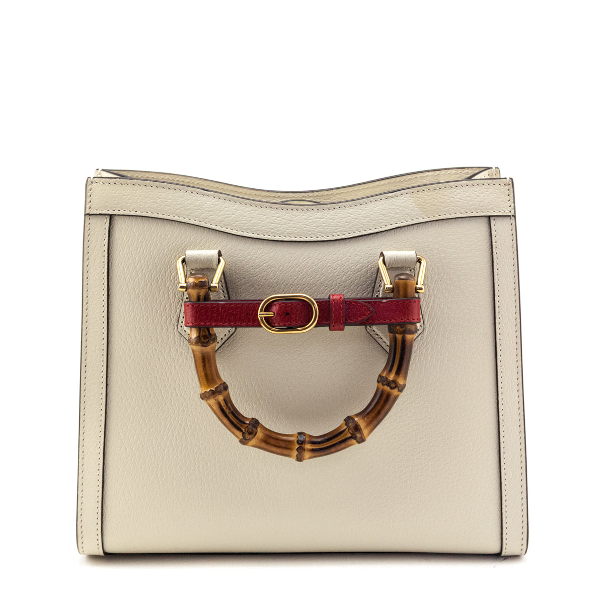 Gucci Mystic White Textured Dollar Calfskin Web Medium Diana Tote Bag - Love that Bag etc - Preowned Authentic Designer Handbags & Preloved Fashions