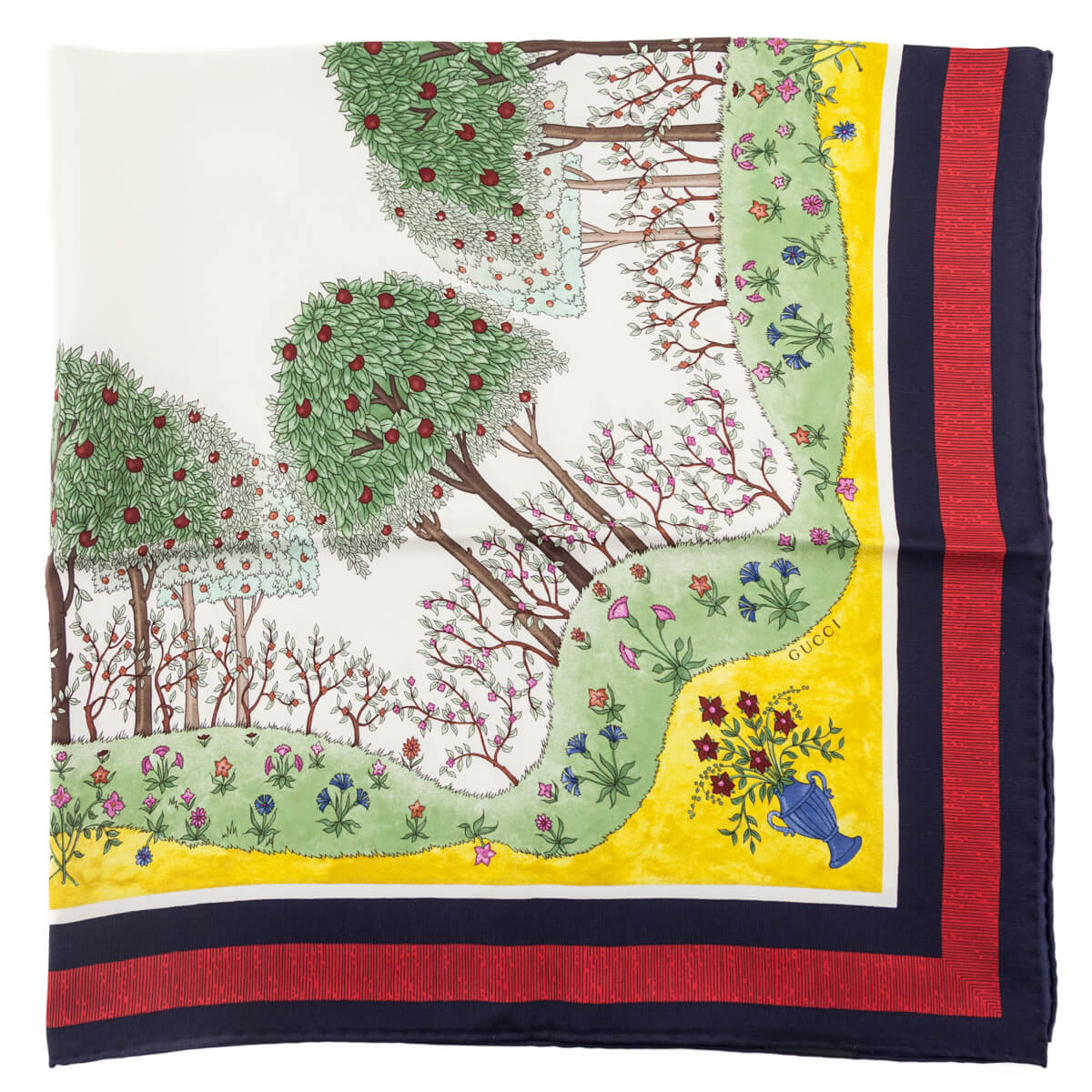 Gucci Navy & Ivory Forest Silk Scarf 90 - Love that Bag etc - Preowned Authentic Designer Handbags & Preloved Fashions