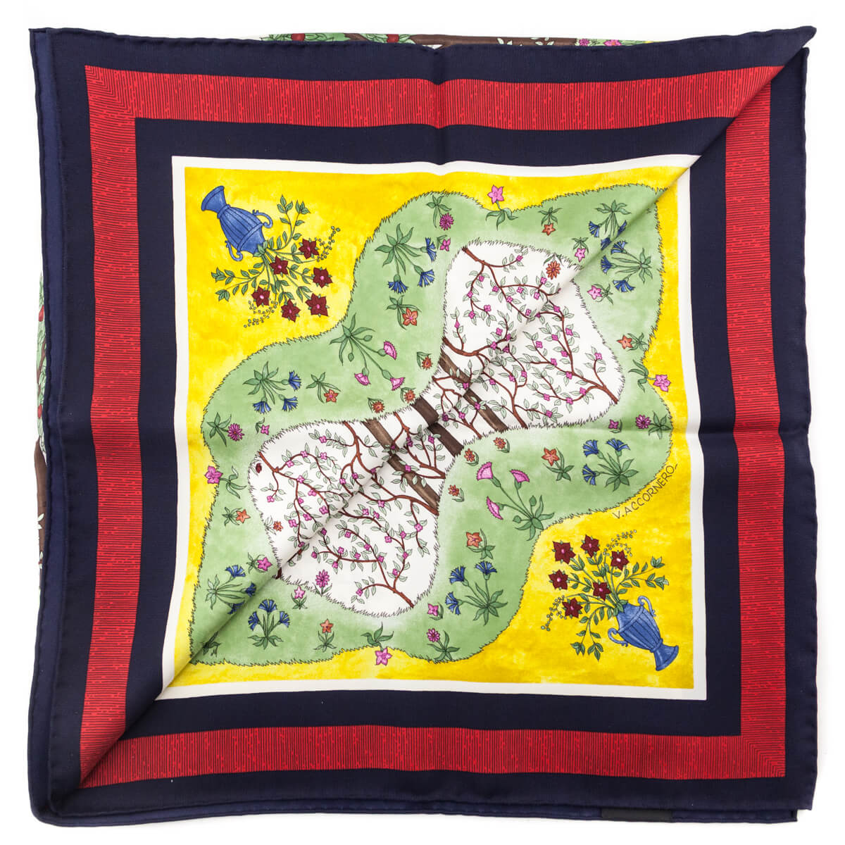 Gucci Navy & Ivory Forest Silk Scarf 90 - Love that Bag etc - Preowned Authentic Designer Handbags & Preloved Fashions