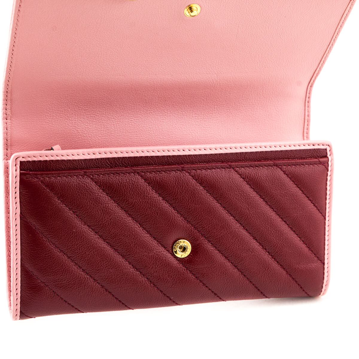 Gucci New Cherry & Wild Rose Matelasse Diagonal Torchon GG Marmont Continental Wallet