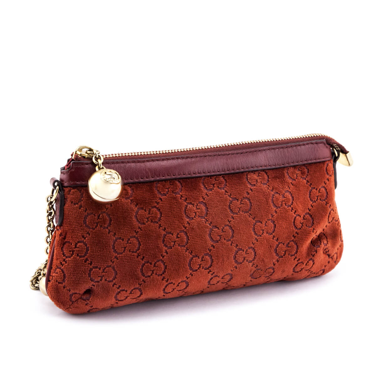 Gucci Orange Velvet GG Monogram Pochette - Love that Bag etc - Preowned Authentic Designer Handbags & Preloved Fashions