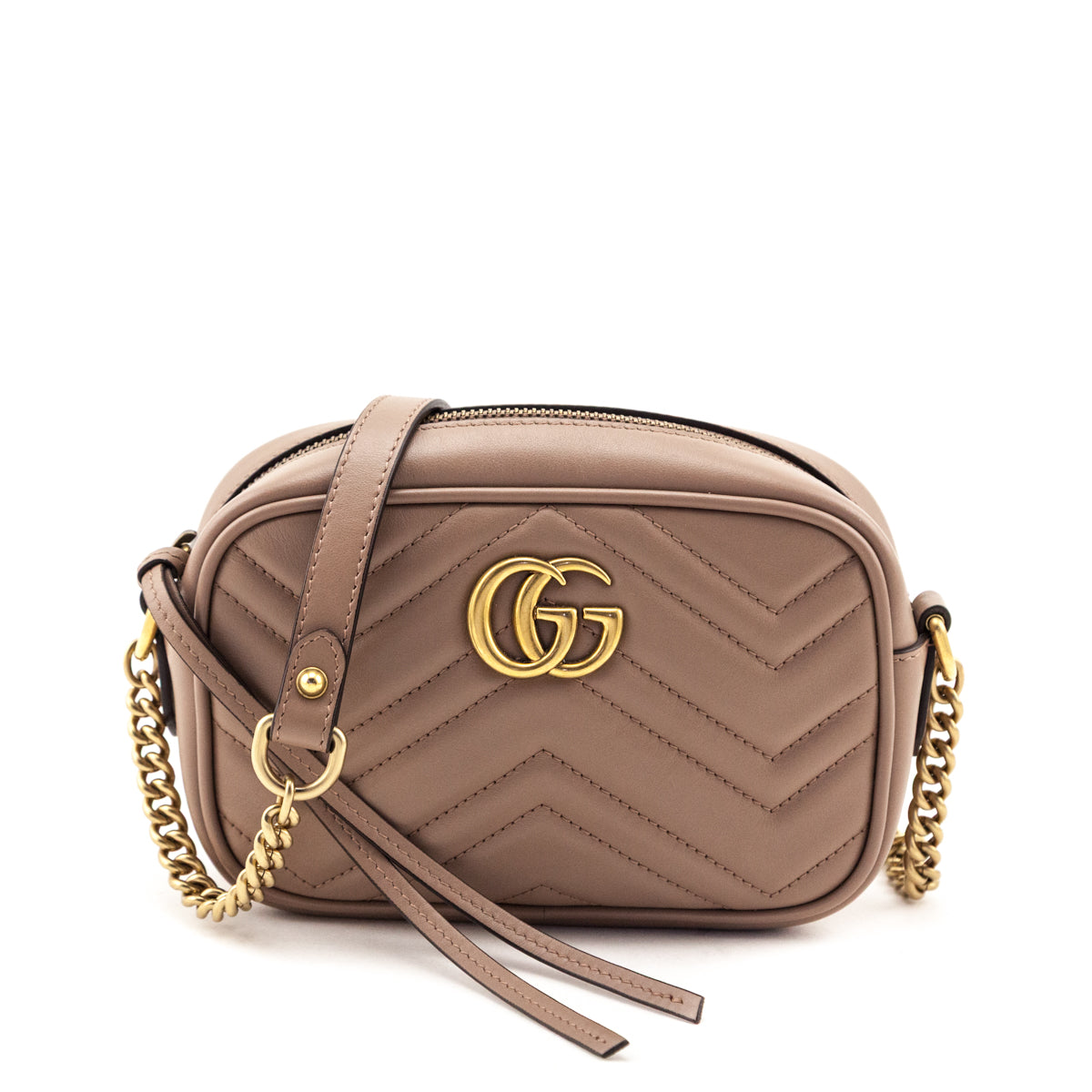 Gucci Porcelain Rose Calfskin Matelasse Mini GG Marmont Crossbody - Love that Bag etc - Preowned Authentic Designer Handbags & Preloved Fashions