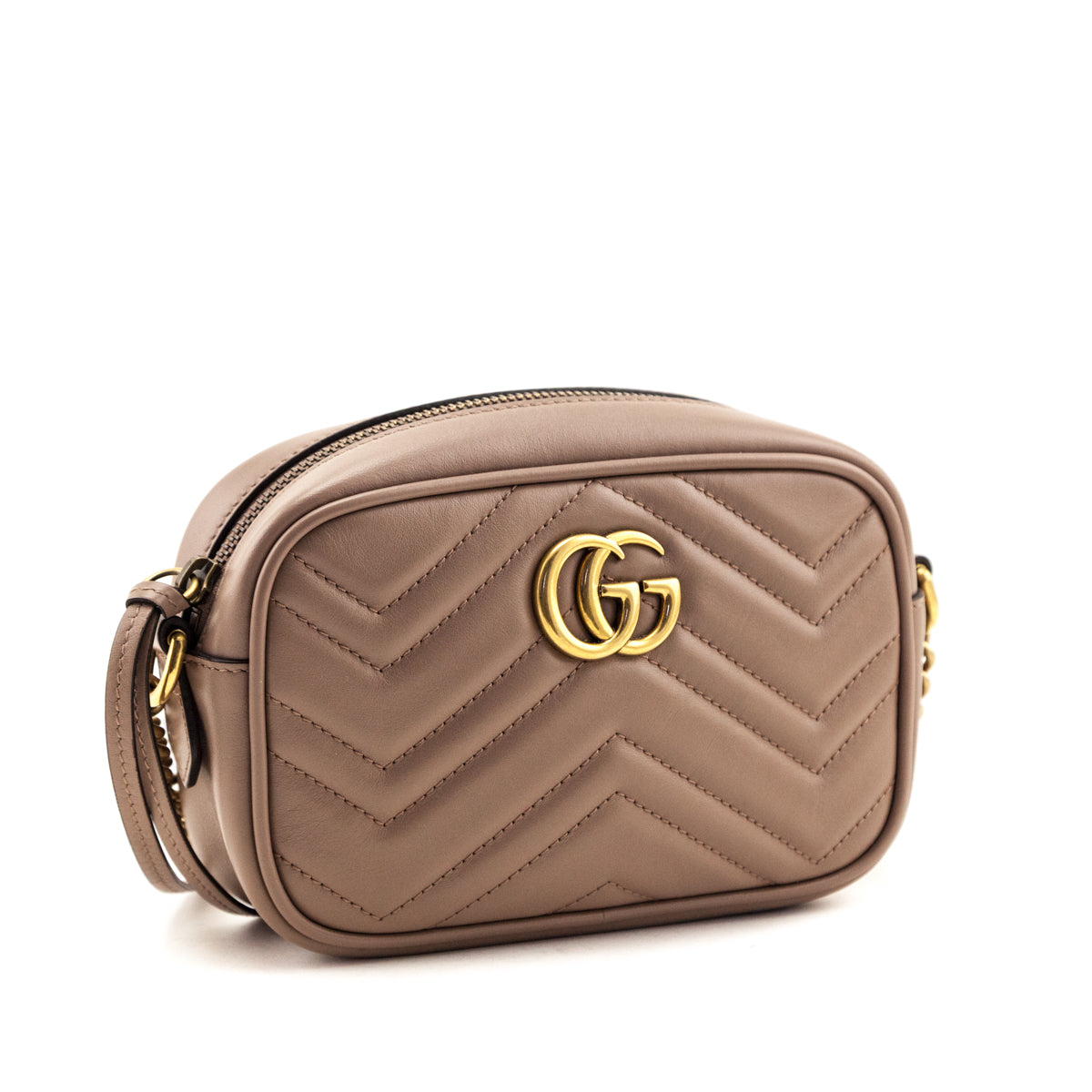 Gucci Porcelain Rose Calfskin Matelasse Mini GG Marmont Crossbody - Love that Bag etc - Preowned Authentic Designer Handbags & Preloved Fashions