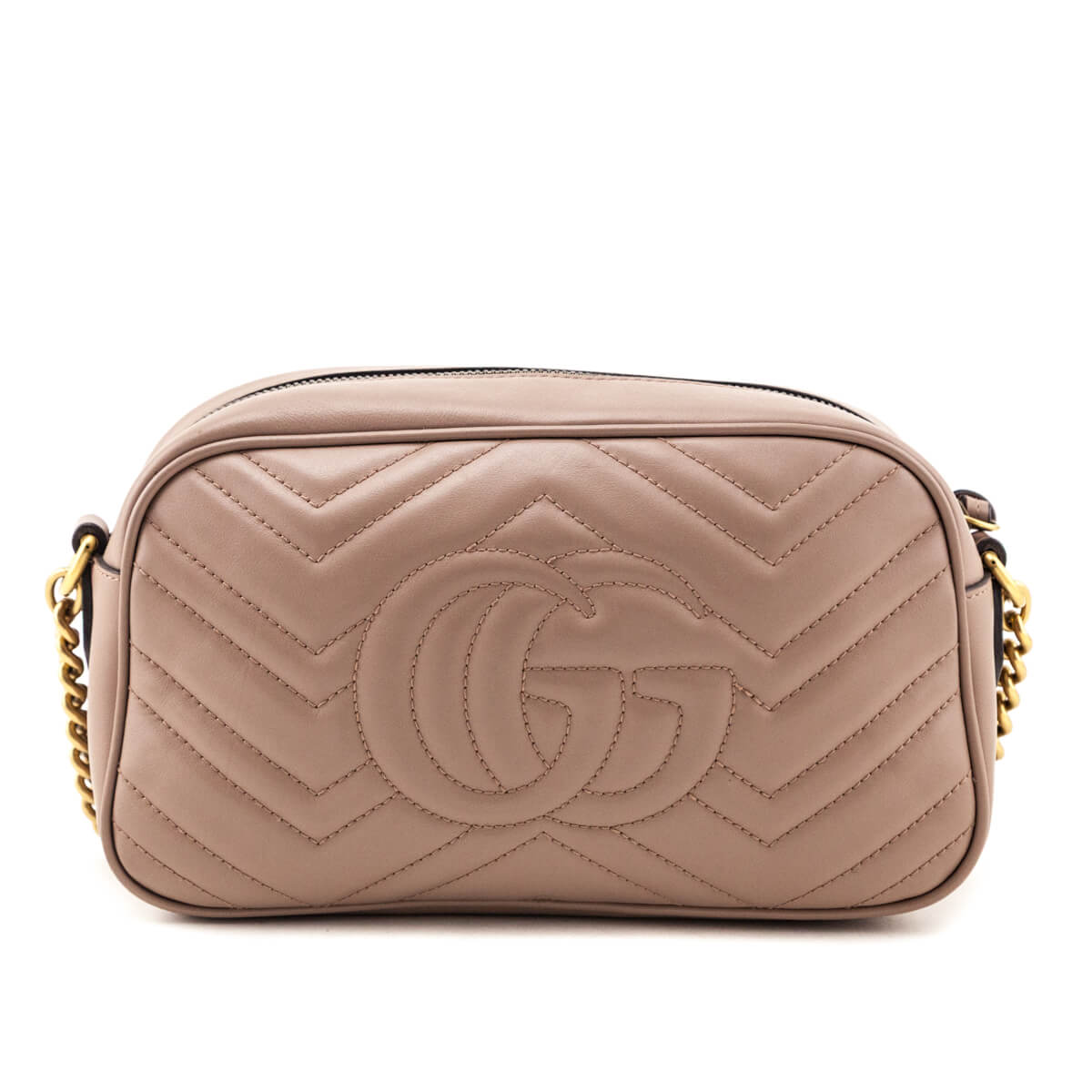Gucci Porcelain Rose Calfskin Matelasse Small GG Marmont Chain Shoulder Bag - Love that Bag etc - Preowned Authentic Designer Handbags & Preloved Fashions