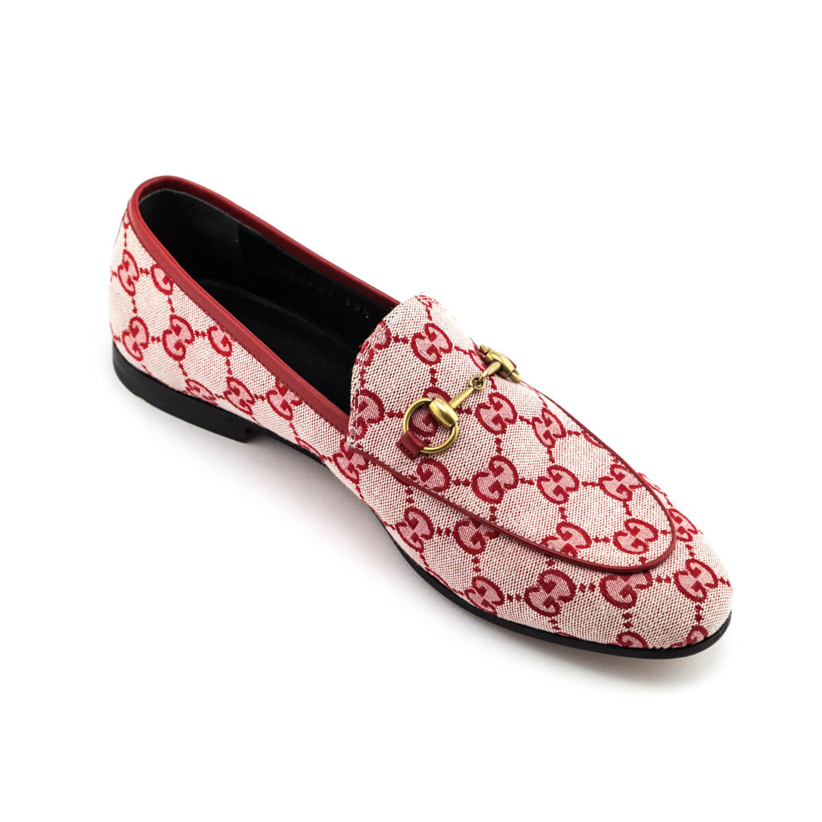 Gucci Red Canvas GG Monogram Jordaan Loafers Size US 8.5 | EU 38.5 - Love that Bag etc - Preowned Authentic Designer Handbags & Preloved Fashions