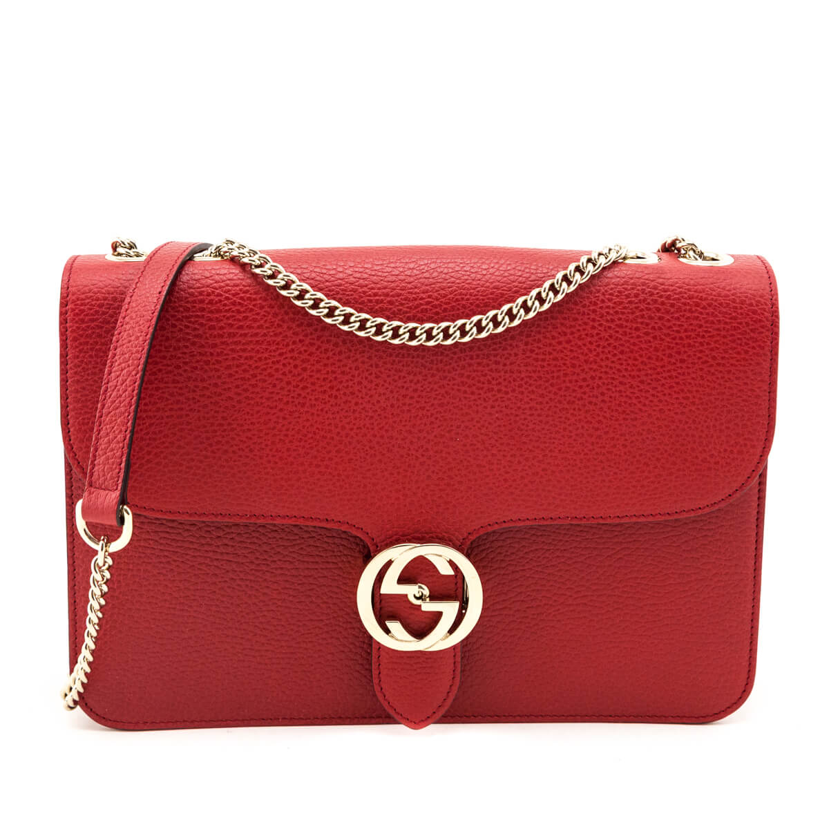 Gucci Red Dollar Calfskin Interlocking G Shoulder Bag