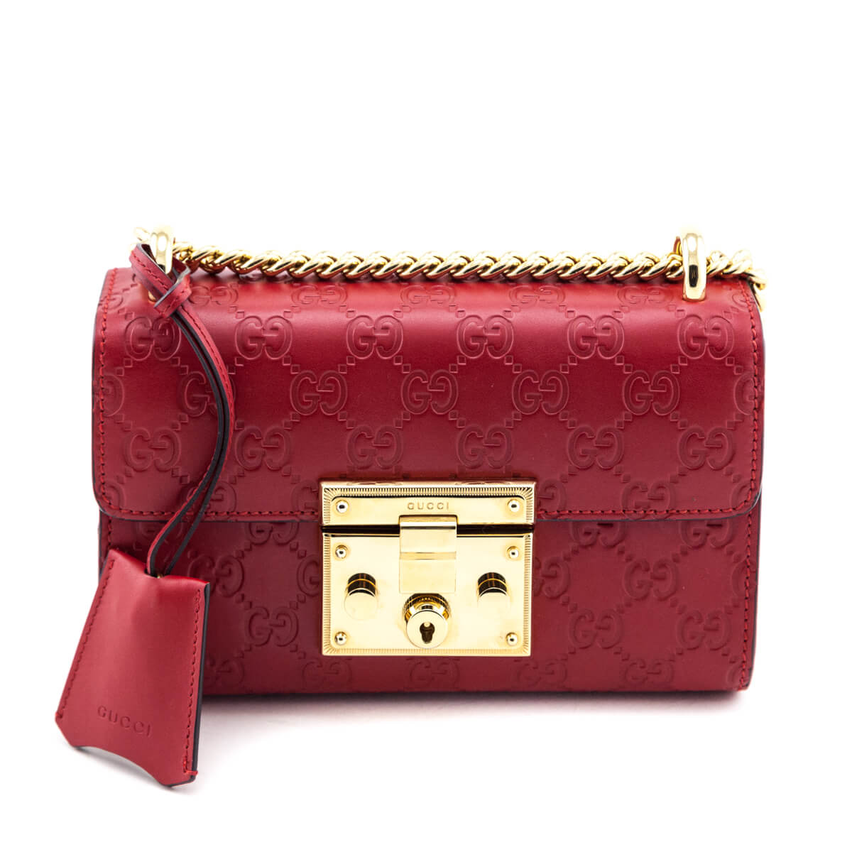 Gucci Red Guccissima Small PadLock Shoulder Bag - Love that Bag etc - Preowned Authentic Designer Handbags & Preloved Fashions