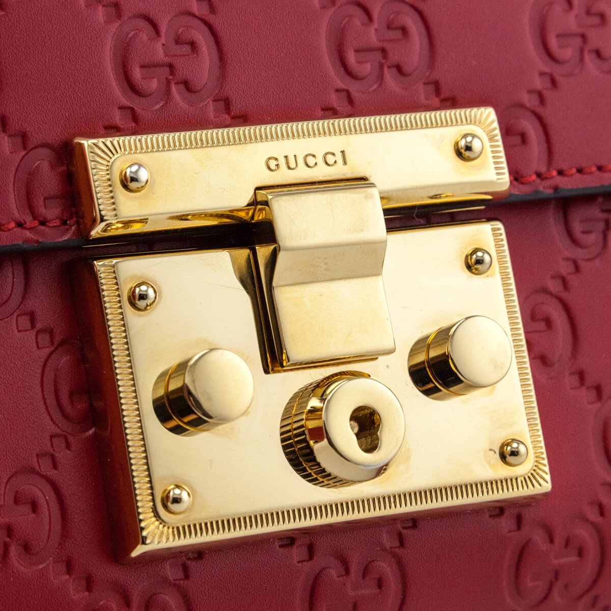 Gucci Red Guccissima Small PadLock Shoulder Bag - Love that Bag etc - Preowned Authentic Designer Handbags & Preloved Fashions