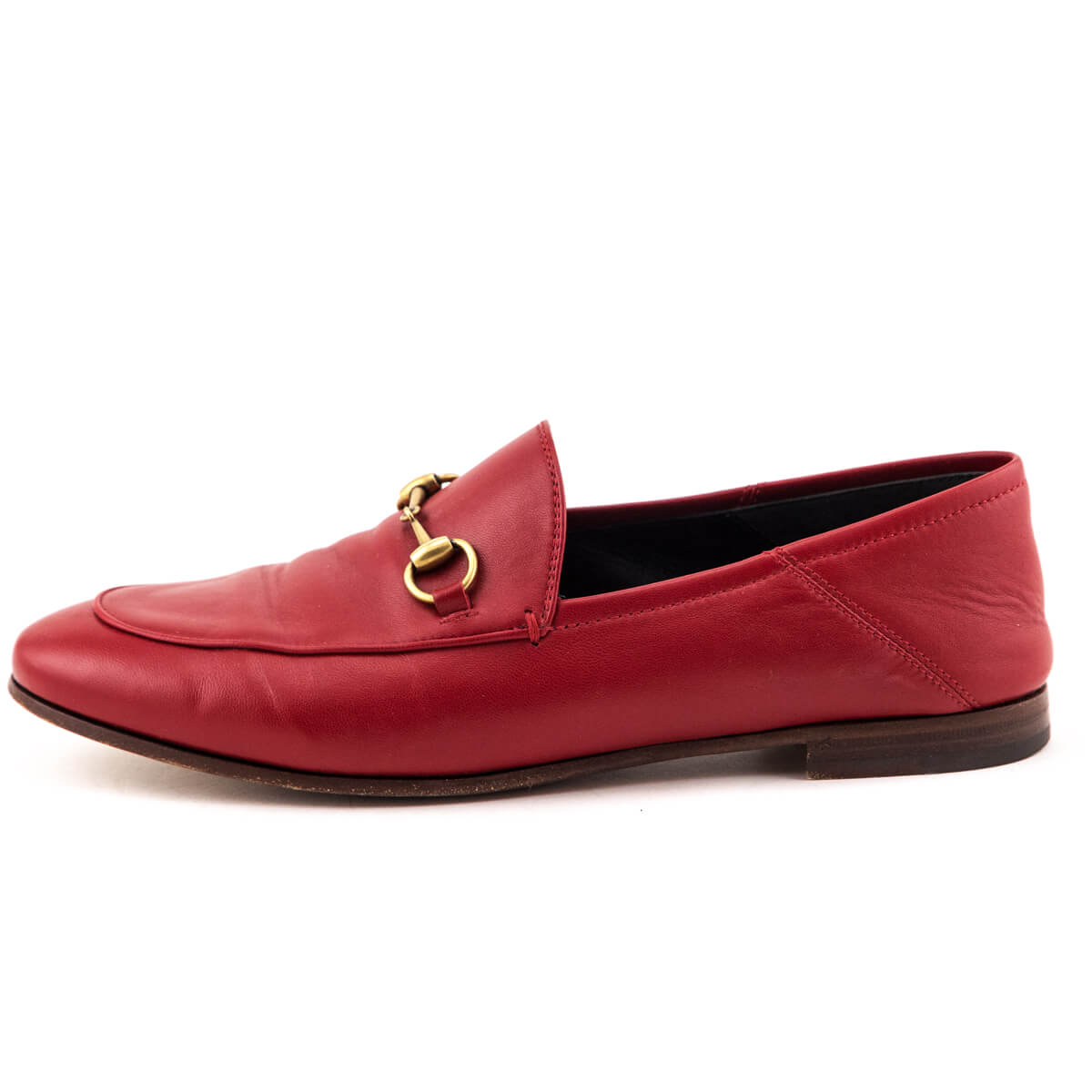 Gucci Red Leather Brixton Horsebit Loafers Size US 9 | IT 39 - Love that Bag etc - Preowned Authentic Designer Handbags & Preloved Fashions
