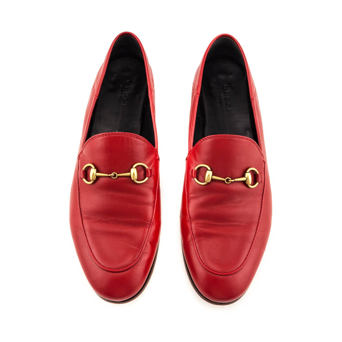 Gucci Red Leather Brixton Horsebit Loafers Size US 9 | IT 39 - Love that Bag etc - Preowned Authentic Designer Handbags & Preloved Fashions