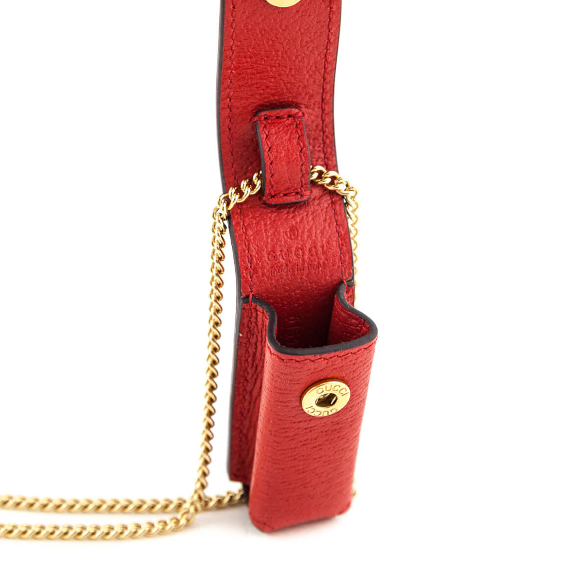 Gucci Red Leather Lipstick Case with Chain - Love that Bag etc - Preowned Authentic Designer Handbags & Preloved Fashions