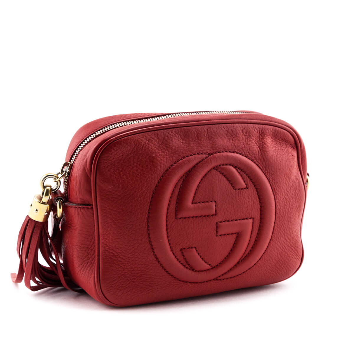 Gucci Red Pebbled Calfskin Soho Disco Crossbody - Love that Bag etc - Preowned Authentic Designer Handbags & Preloved Fashions