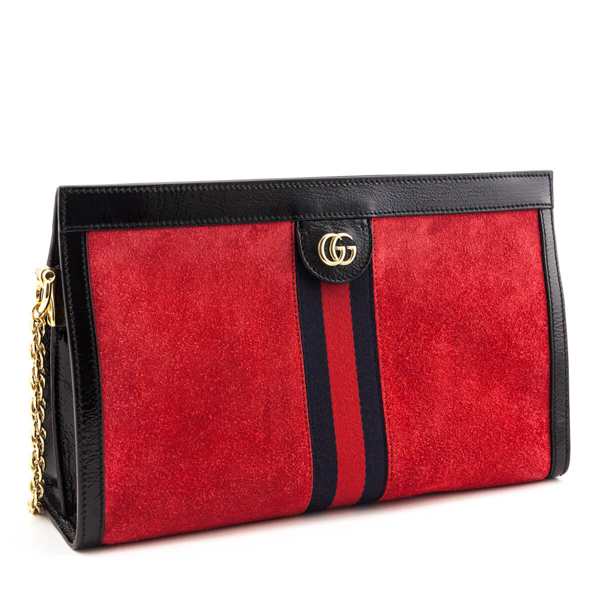 Gucci Red Suede Patent GG Web Medium Ophidia Chain Shoulder Bag - Love that Bag etc - Preowned Authentic Designer Handbags & Preloved Fashions