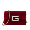 Gucci Red Velvet Crystal Square G Crossbody Bag - Love that Bag etc - Preowned Authentic Designer Handbags & Preloved Fashions