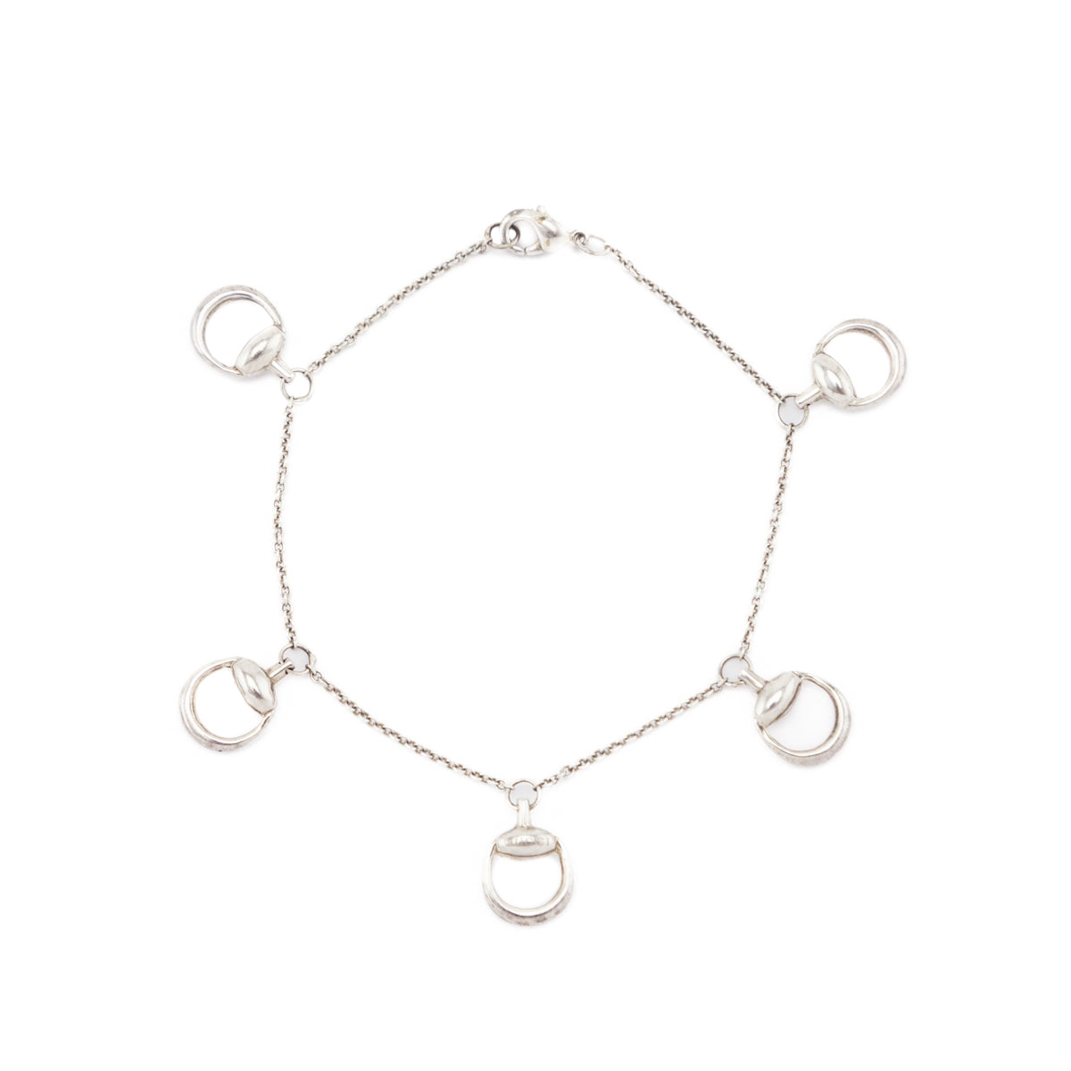 Gucci Sterling Silver Horsebit Charm Bracelet