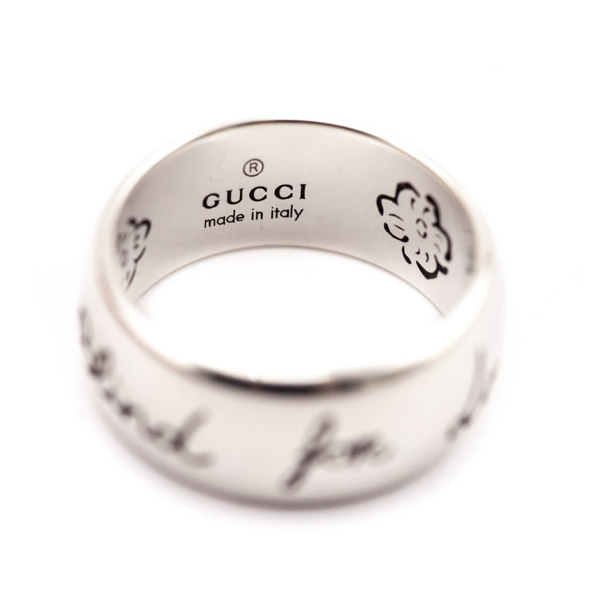 Gucci Sterling Silver Wide Blind for Love Band Ring