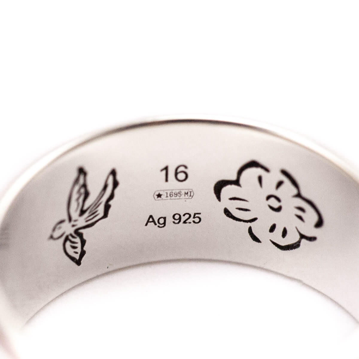 Gucci Sterling Silver Wide Blind for Love Band Ring