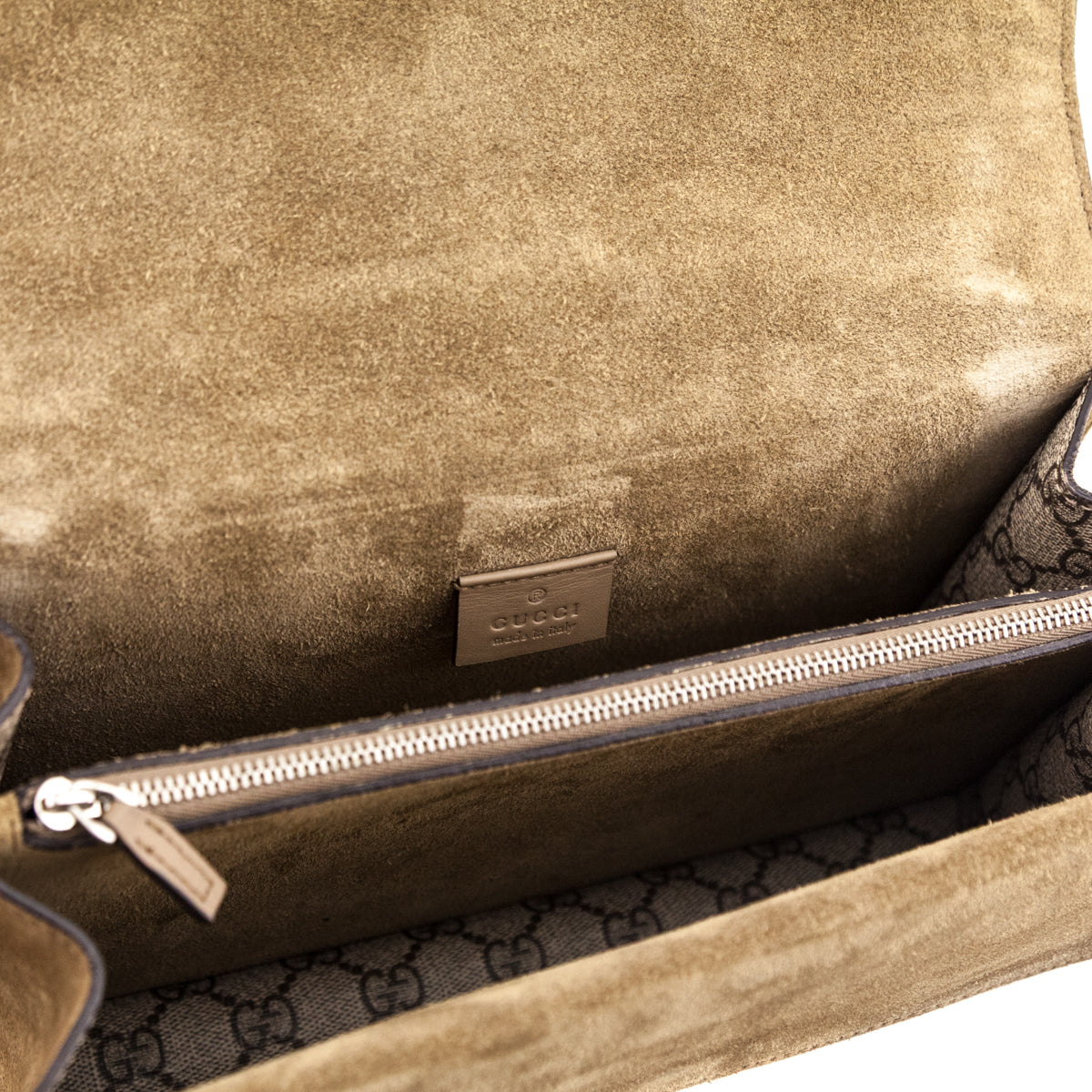 Gucci Taupe GG Supreme Monogram Small Dionysus Shoulder Bag