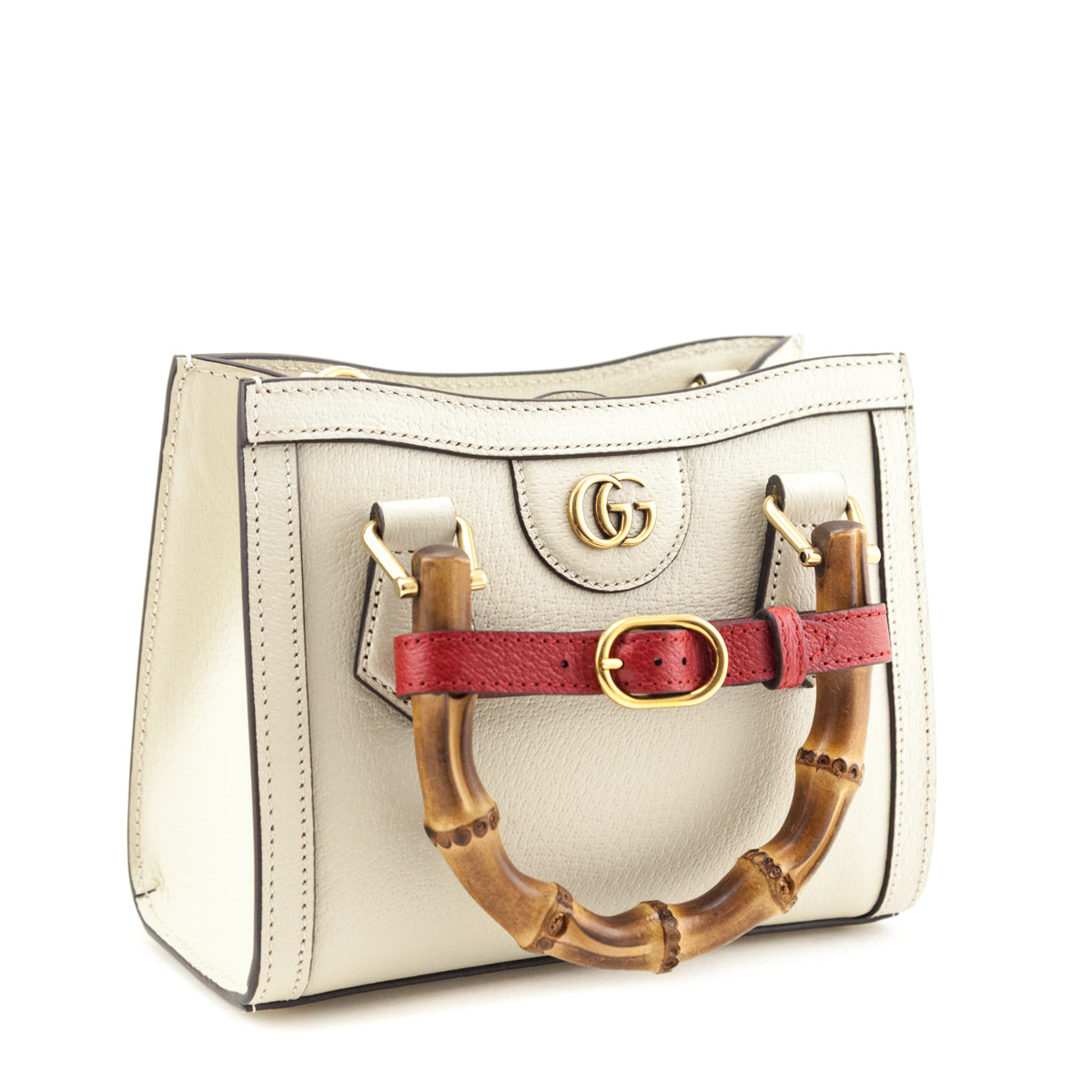 Gucci White Wonka Grain Calfskin Mini Diana Tote Bag - Love that Bag etc - Preowned Authentic Designer Handbags & Preloved Fashions
