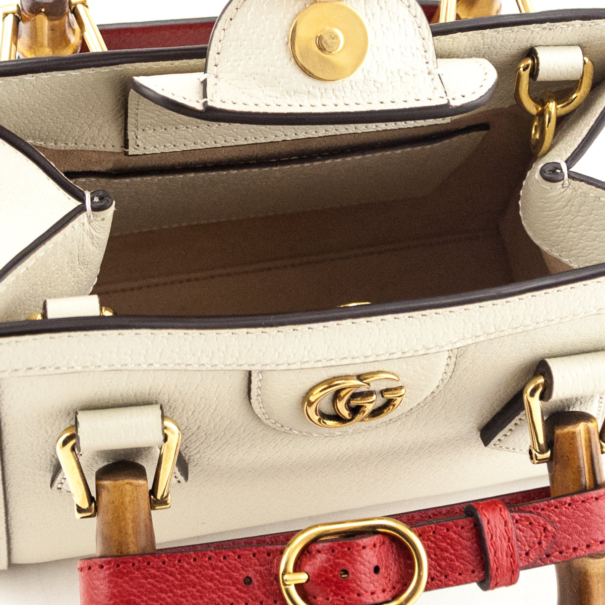 Gucci White Wonka Grain Calfskin Mini Diana Tote Bag - Love that Bag etc - Preowned Authentic Designer Handbags & Preloved Fashions