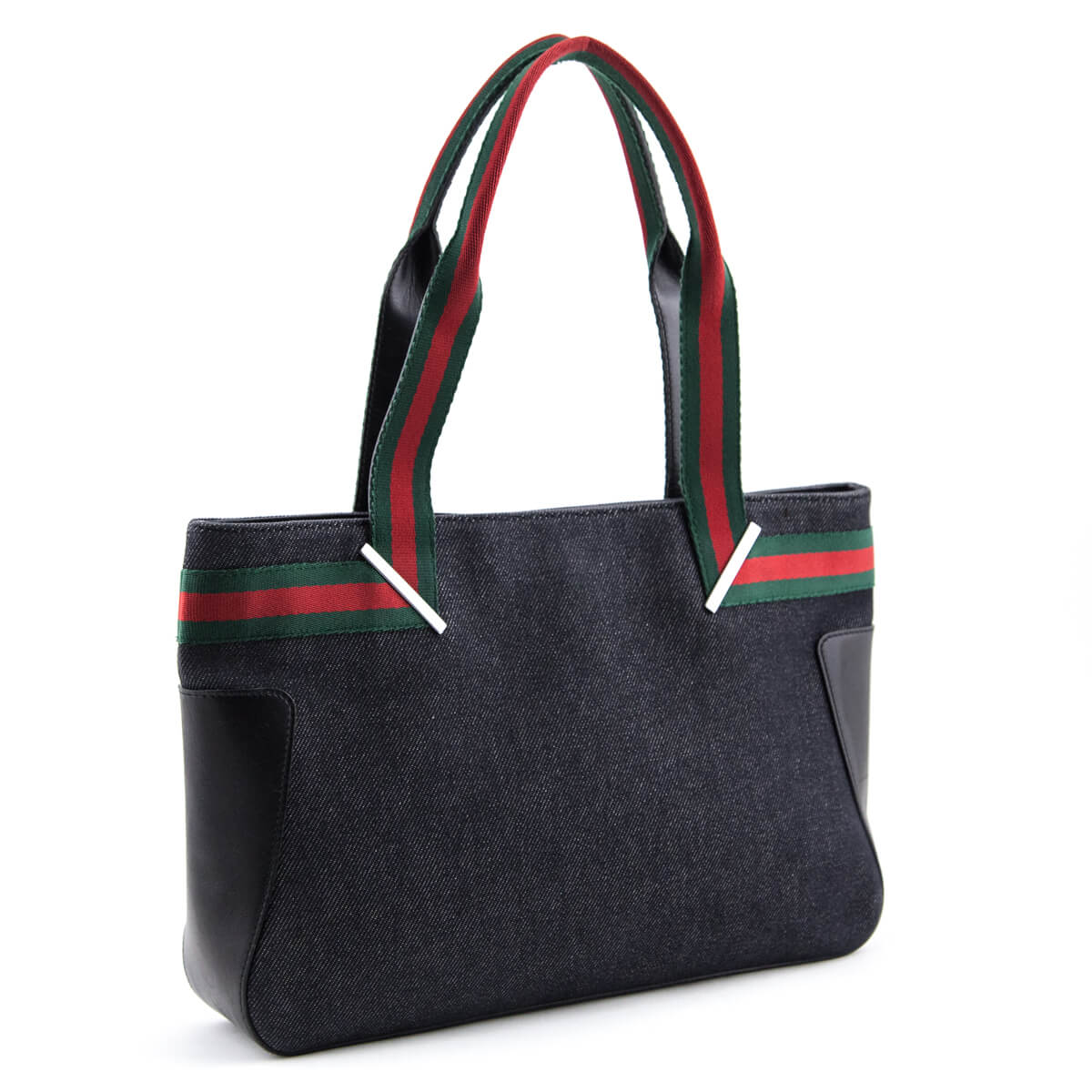 Gucci Black Denim Web Small Tote Bag - Love that Bag etc - Preowned Authentic Designer Handbags & Preloved Fashions