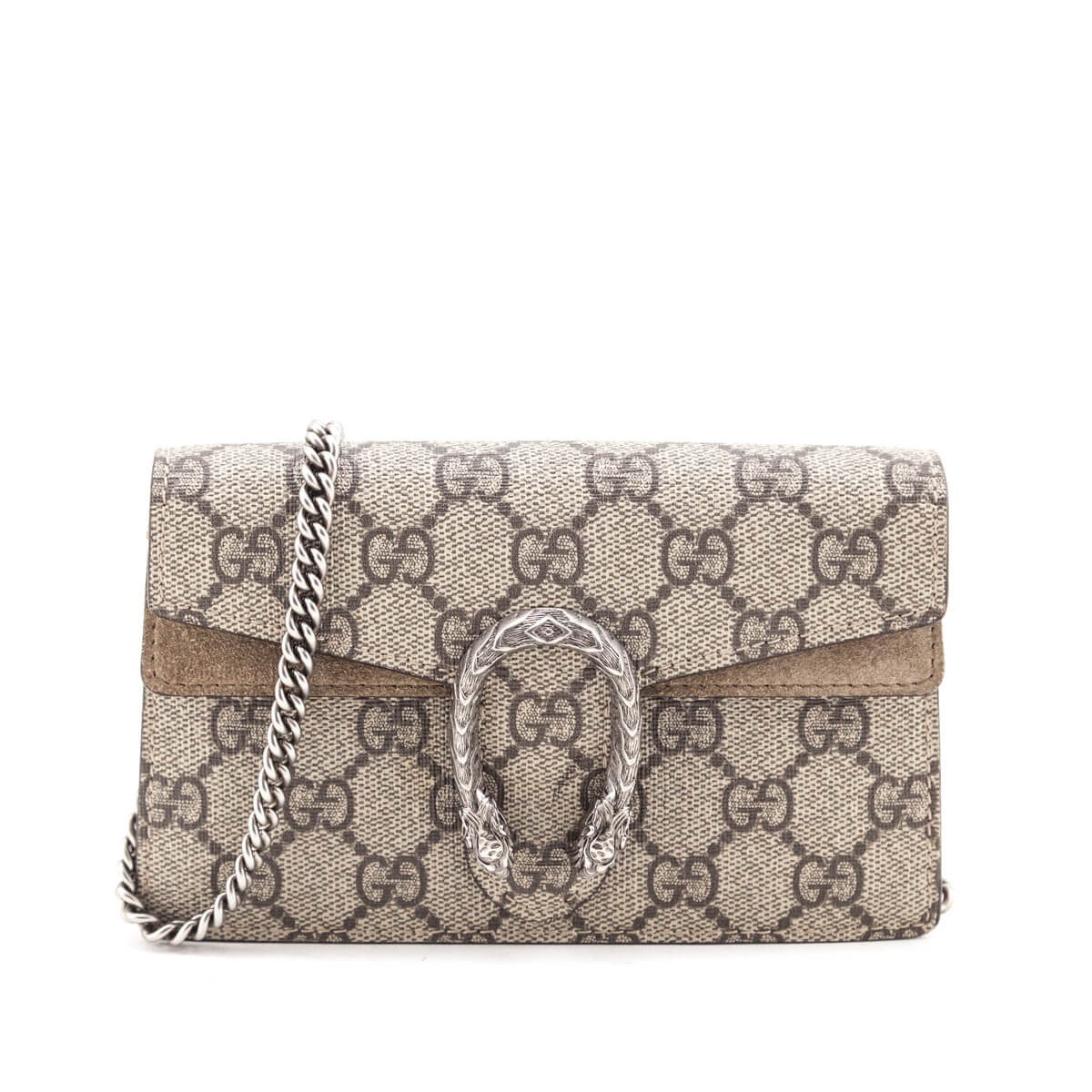 Gucci Taupe GG Supreme Monogram Super Mini Dionysus Shoulder Bag - Love that Bag etc - Preowned Authentic Designer Handbags & Preloved Fashions