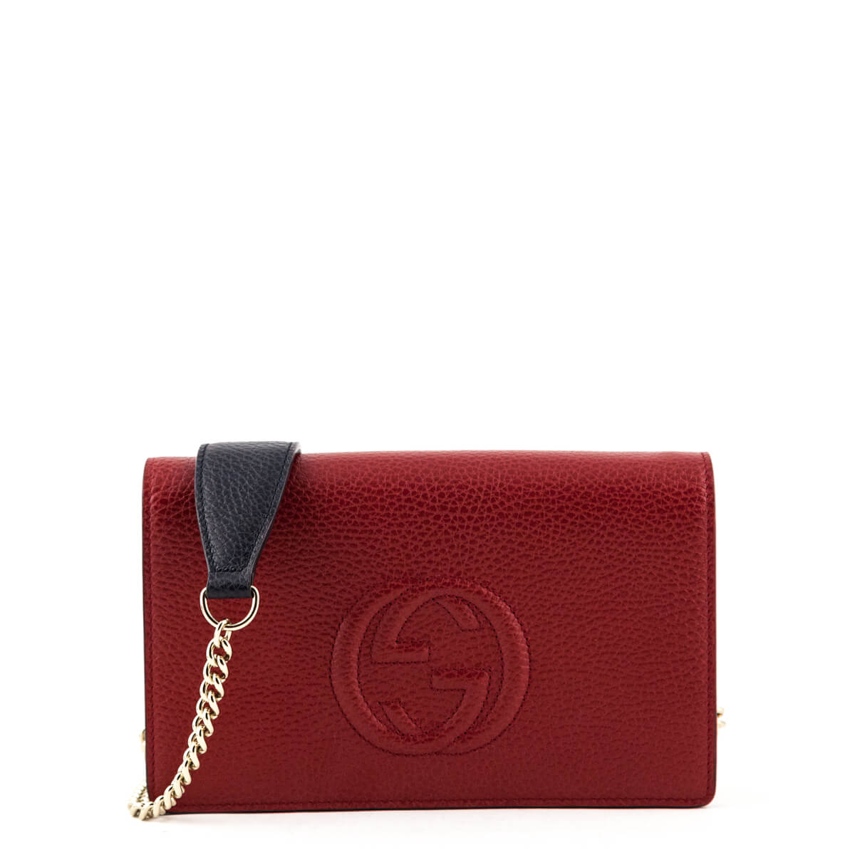 Gucci Tri-color Pebbled Calfskin Soho Wallet on Chain - Love that Bag etc - Preowned Authentic Designer Handbags & Preloved Fashions