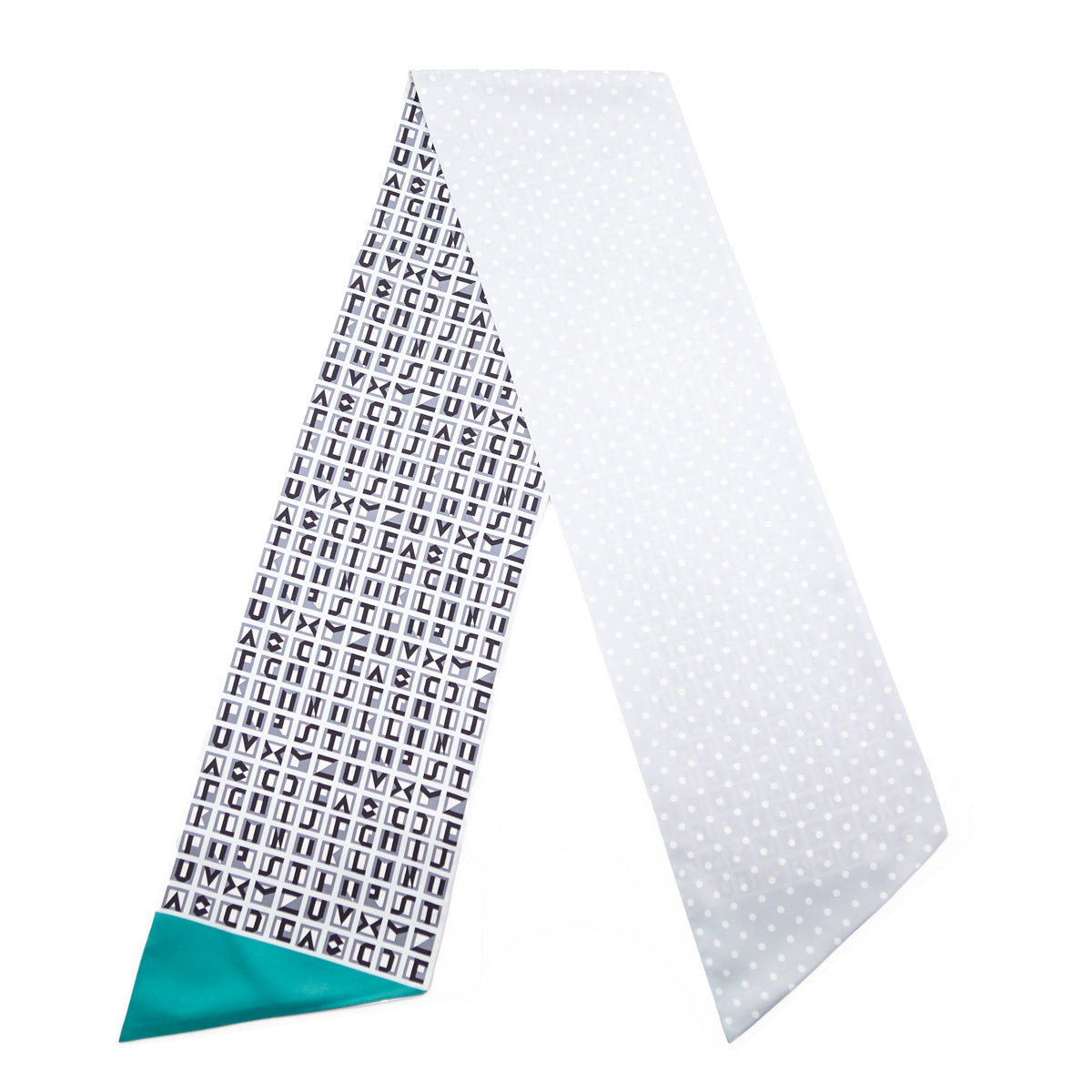 Herme Green Black & White Lettres Et Pois Silk Maxi Twilly
