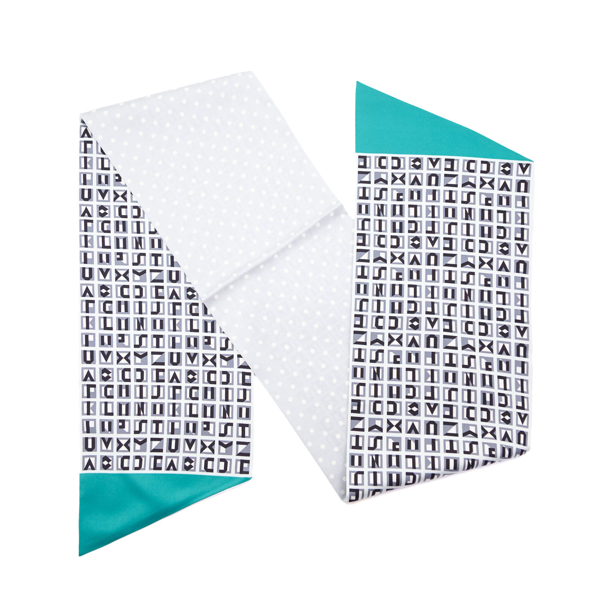 Herme Green Black & White Lettres Et Pois Silk Maxi Twilly