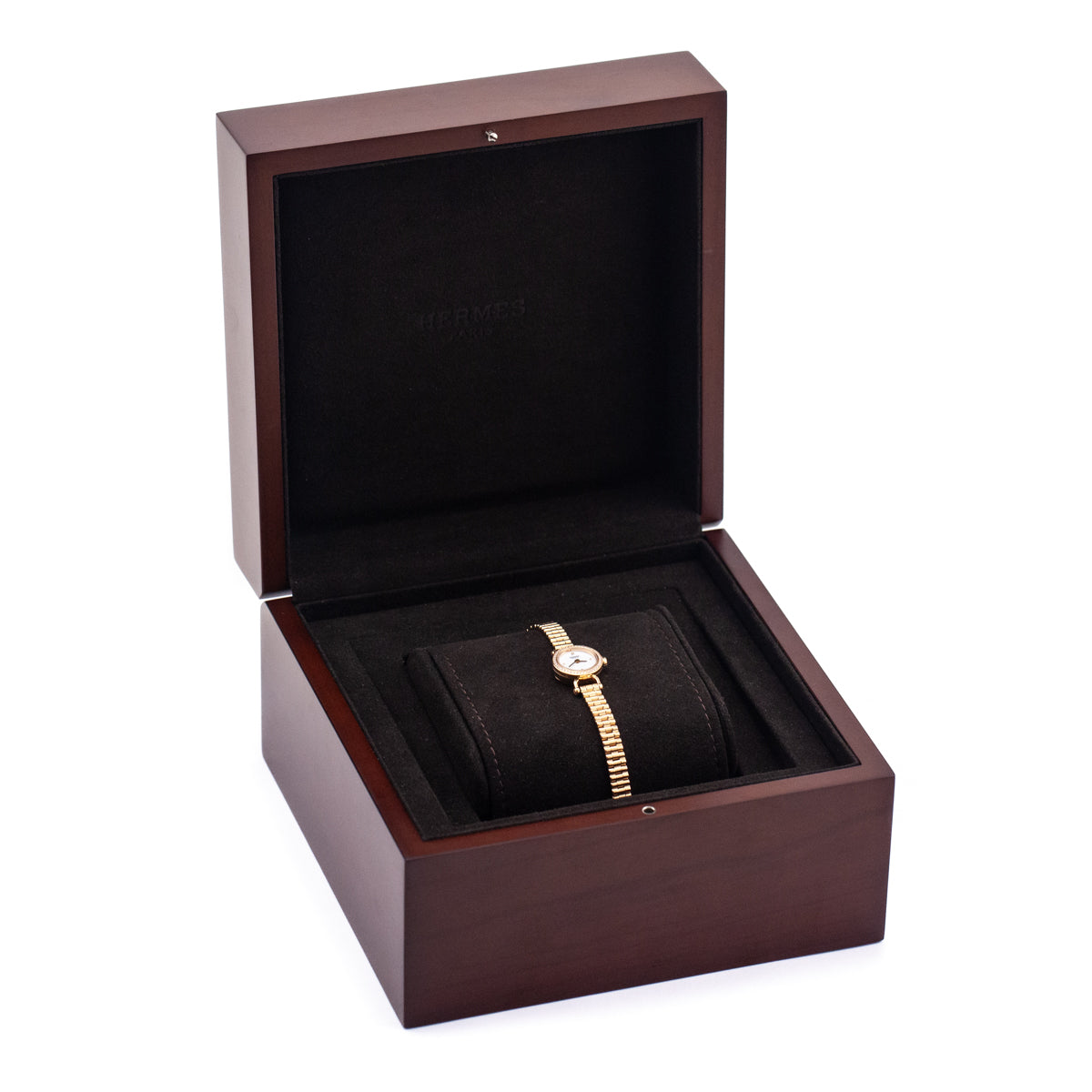 Hermes 18K Rose Gold Diamonds Mini Faubourg Watch - Love that Bag etc - Preowned Authentic Designer Handbags & Preloved Fashions