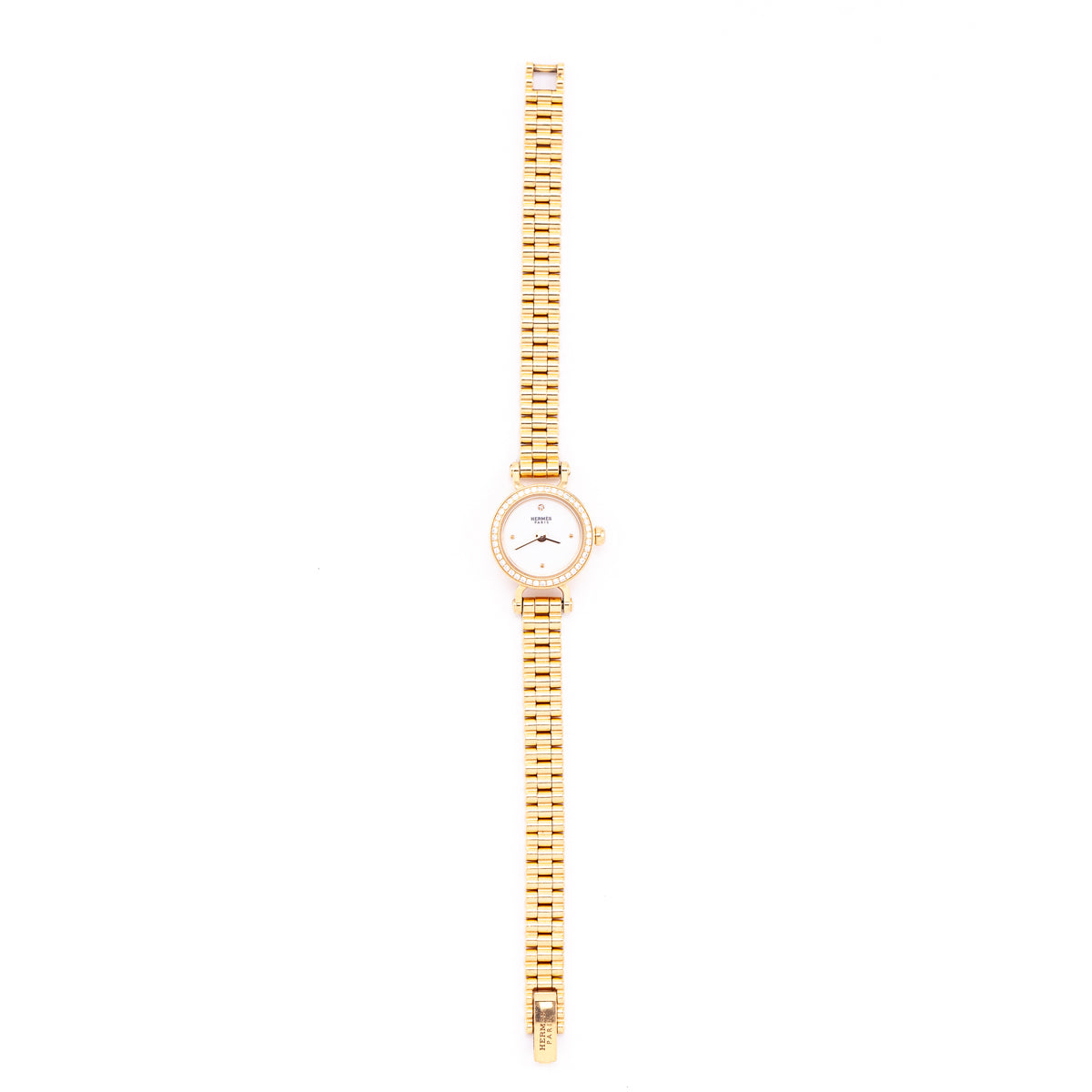 Hermes 18K Rose Gold Diamonds Mini Faubourg Watch - Love that Bag etc - Preowned Authentic Designer Handbags & Preloved Fashions