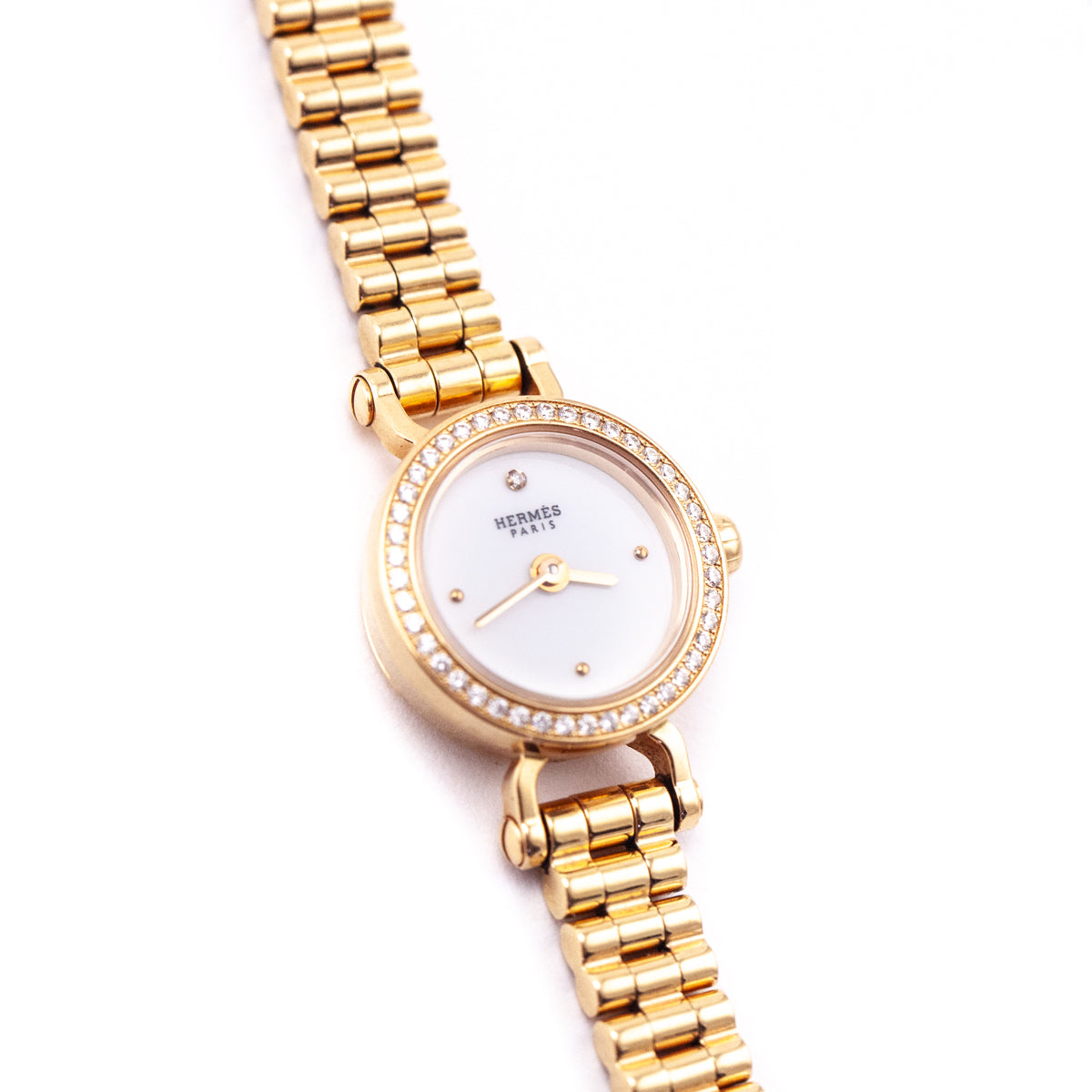 Hermes 18K Rose Gold Diamonds Mini Faubourg Watch - Love that Bag etc - Preowned Authentic Designer Handbags & Preloved Fashions
