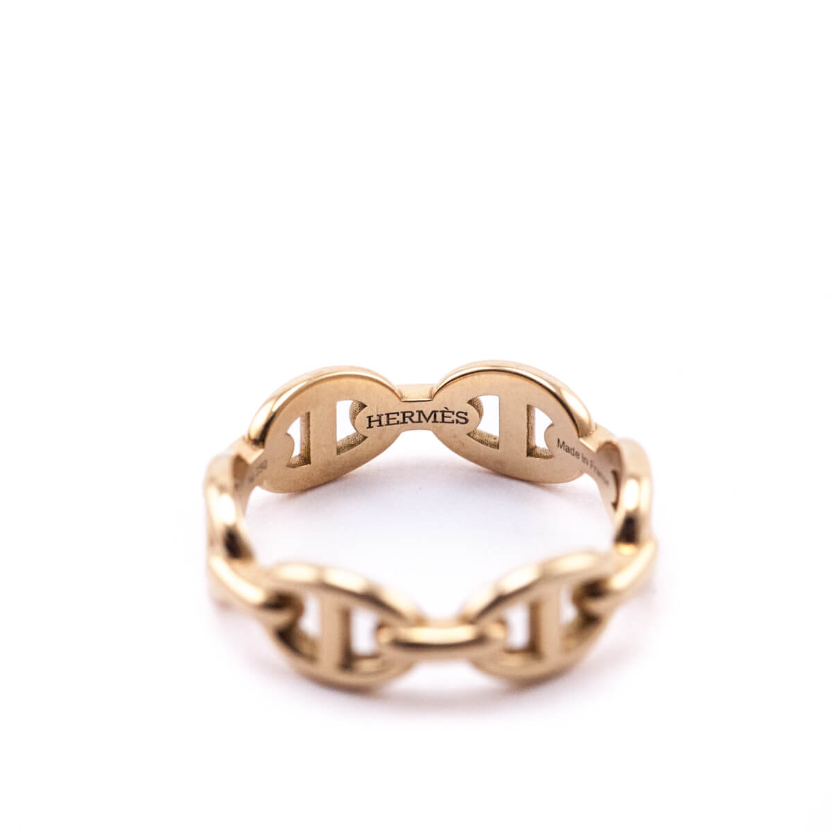 Hermes 18K Rose Gold PM Chaine d'Ancre Enchainee Ring - Love that Bag etc - Preowned Authentic Designer Handbags & Preloved Fashions