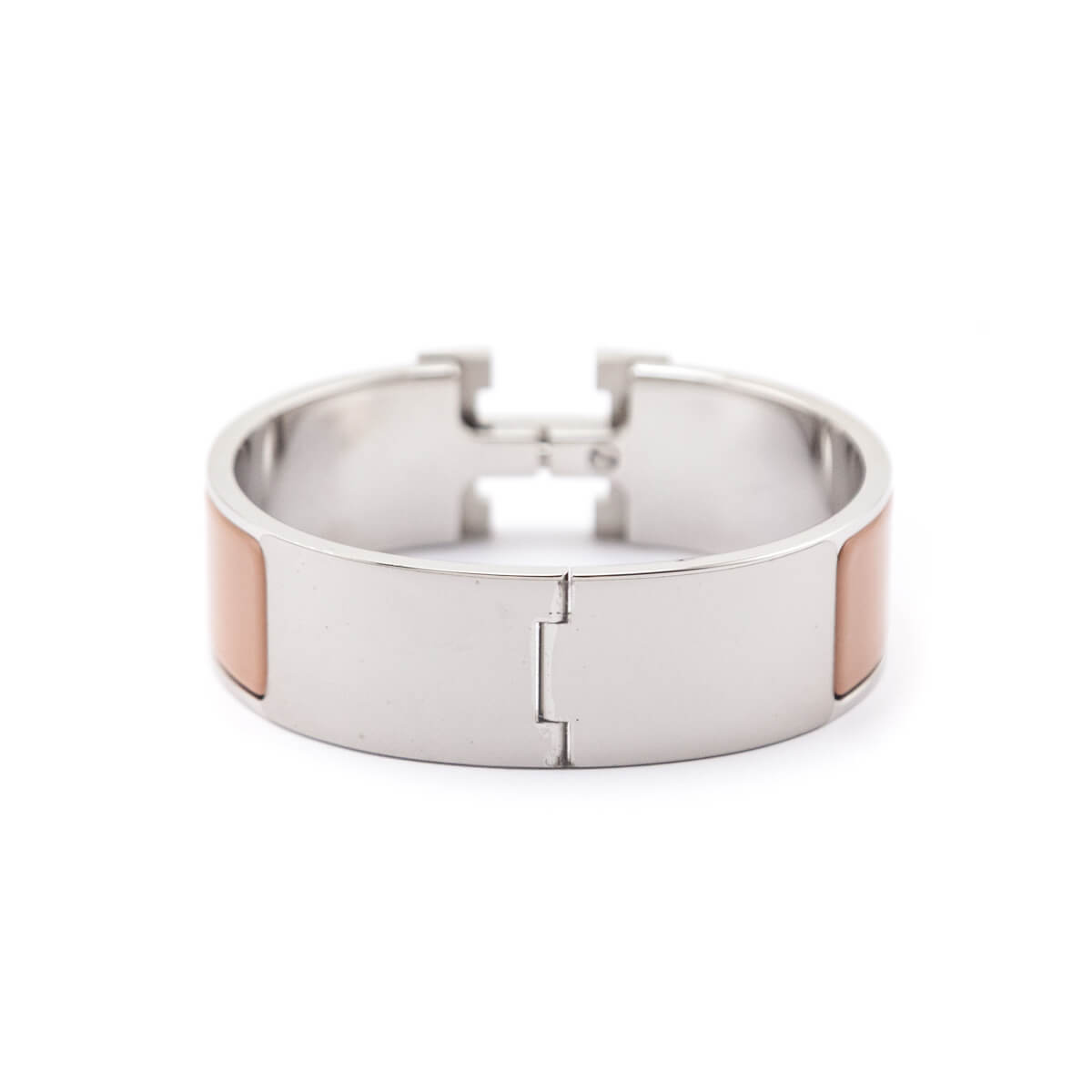 Hermes Beige Enamel Palladium Wide Clic Clac H Bracelet - Love that Bag etc - Preowned Authentic Designer Handbags & Preloved Fashions