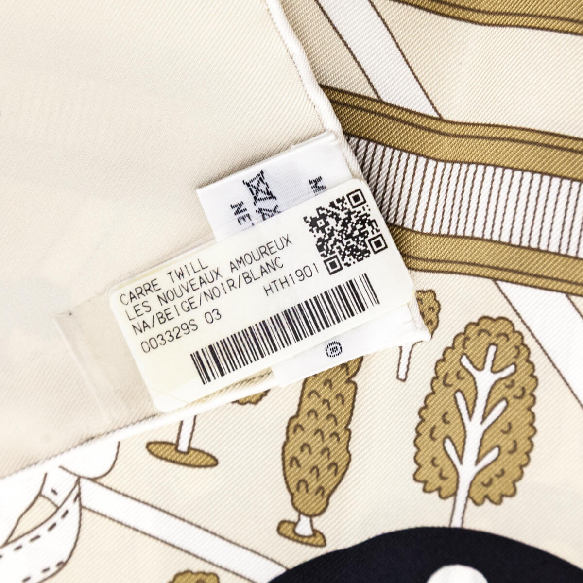 Hermes Beige Silk Les Nouveaux Amoureux de Paris Scarf 90 - Love that Bag etc - Preowned Authentic Designer Handbags & Preloved Fashions