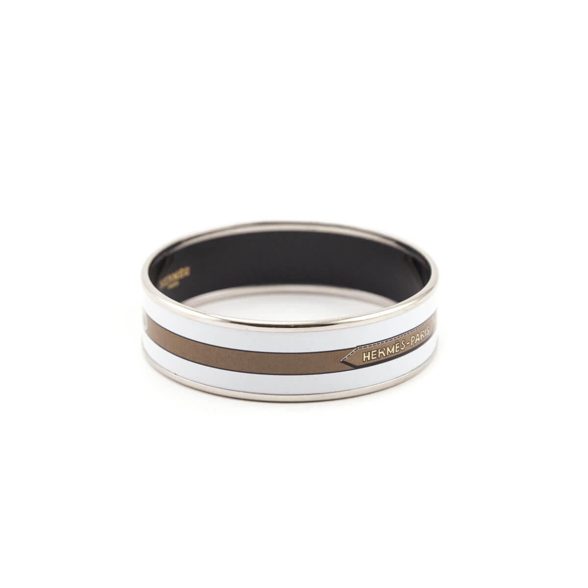 Hermes Beige & White Enamel Wide Selliers Bracelet - Love that Bag etc - Preowned Authentic Designer Handbags & Preloved Fashions