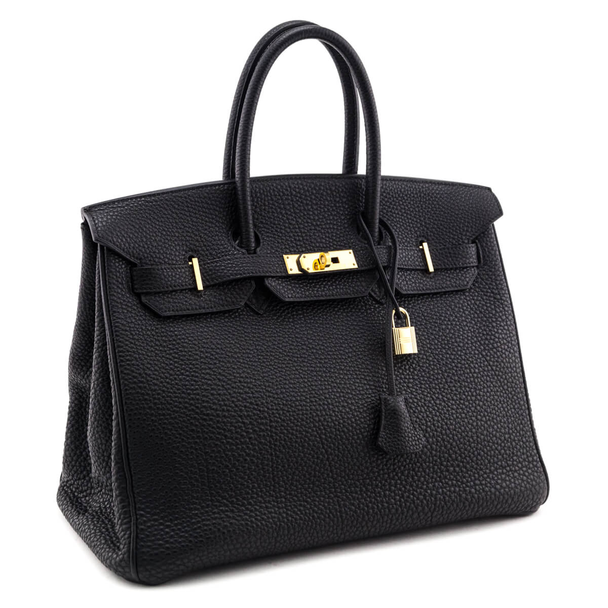 Hermes Black Fjord Leather Gold Hardware Birkin 35 Bag Hermes