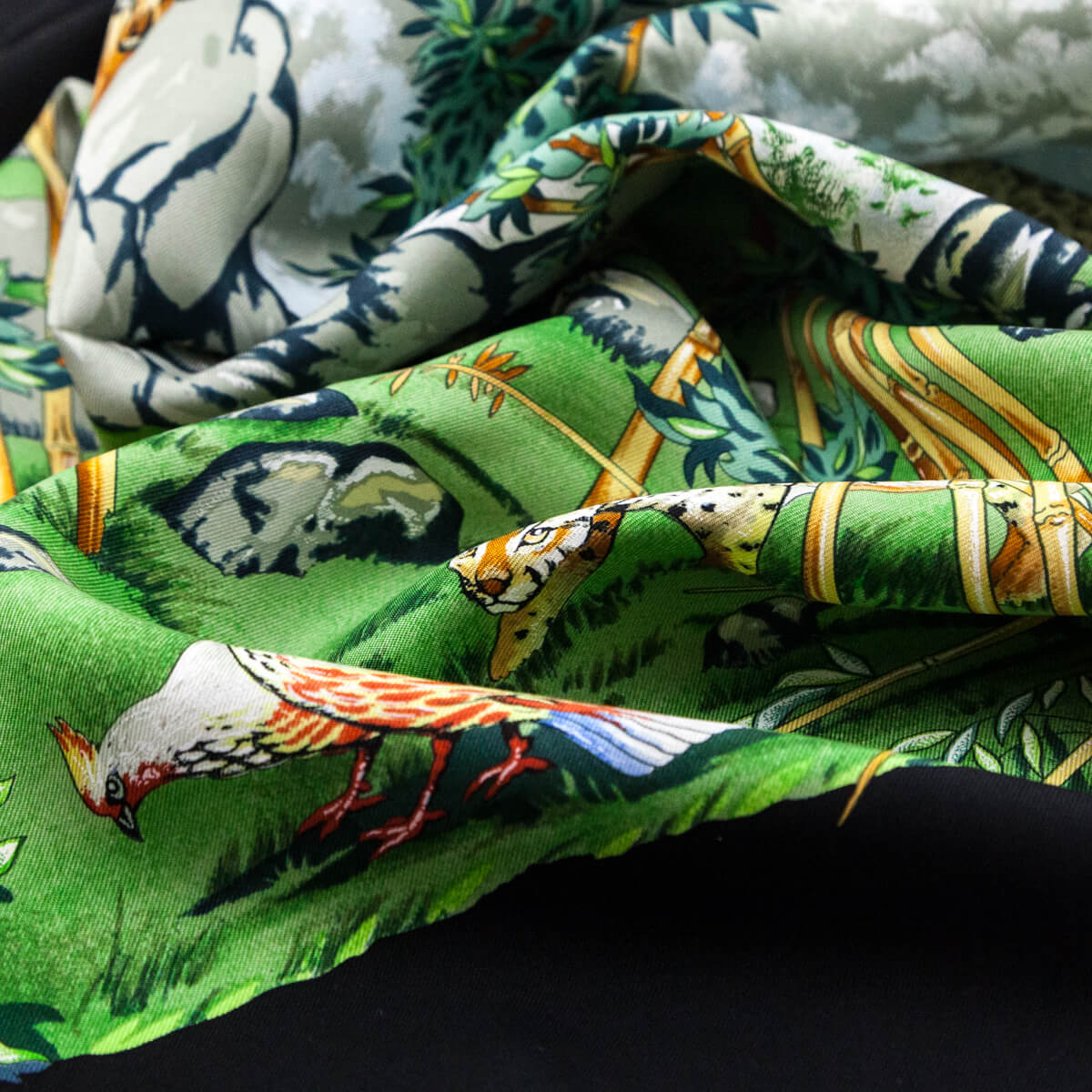 Hermes Black Sichuan Silk Scarf 90 - Love that Bag etc - Preowned Authentic Designer Handbags & Preloved Fashions