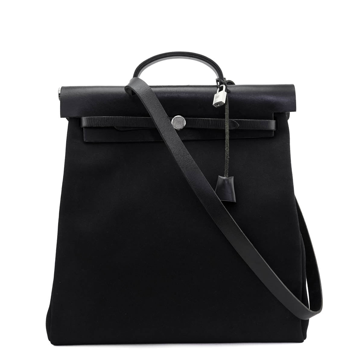 Hermes Black Toile Vache Calfskin Herbag 39 Interchangable Bag