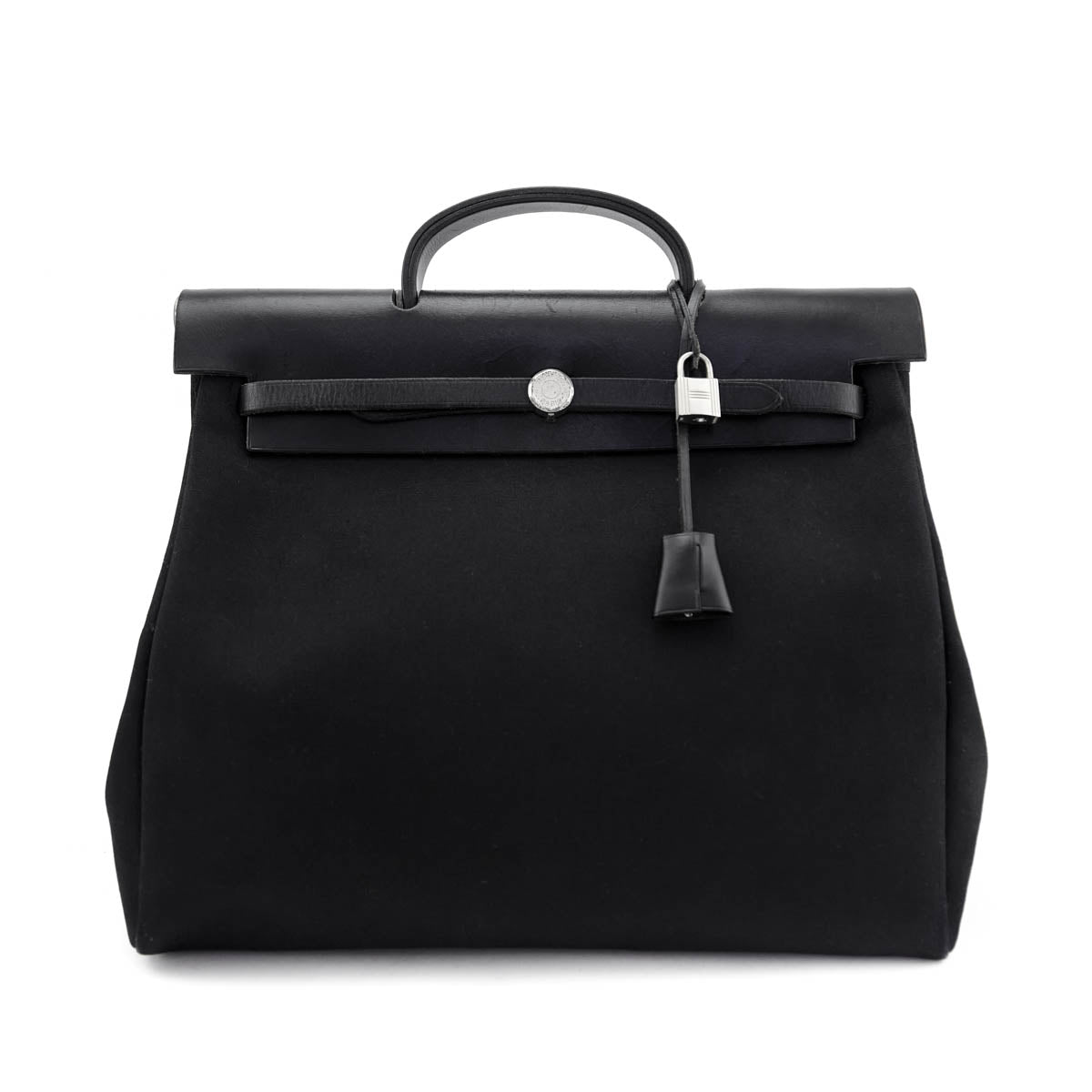 Hermes Black Toile Vache Calfskin Herbag 39 Interchangable Bag