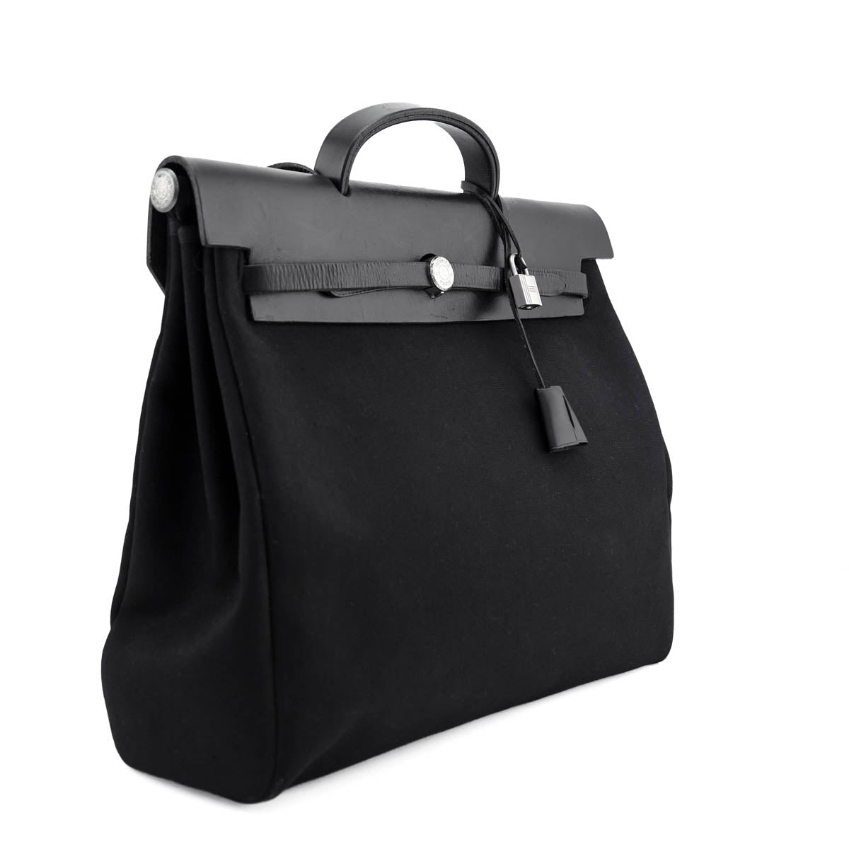 Hermes Black Toile Vache Calfskin Herbag 39 Interchangable Bag