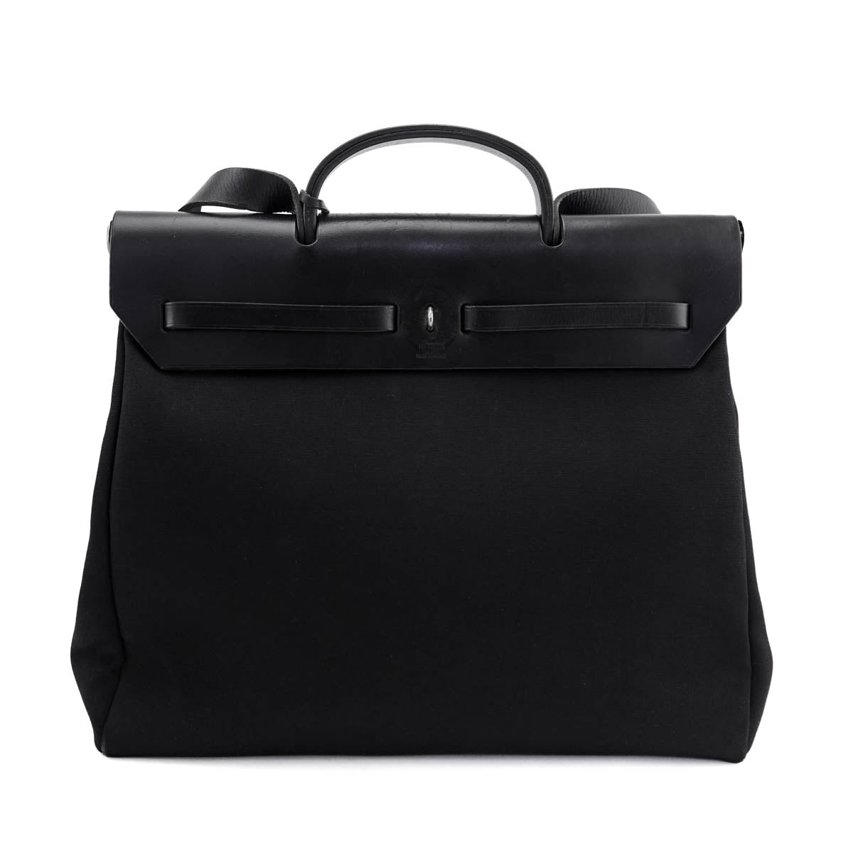 Hermes Black Toile Vache Calfskin Herbag 39 Interchangable Bag