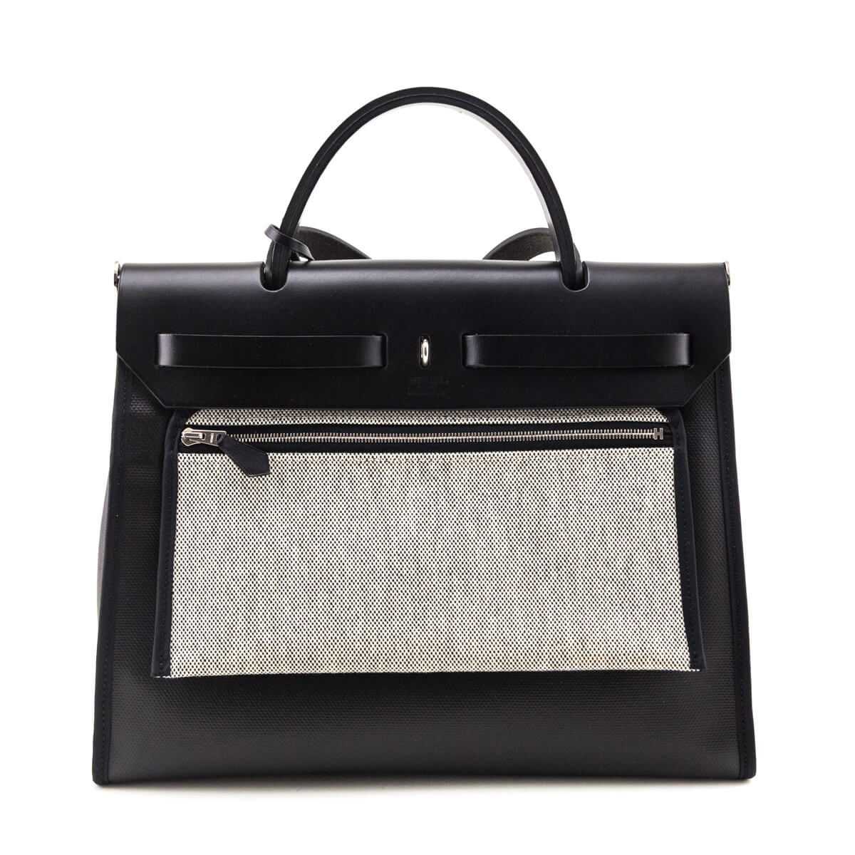 Hermes Black & Ecru Toile H Berline & Vache Hunter Herbag Zip 31 - Love that Bag etc - Preowned Authentic Designer Handbags & Preloved Fashions